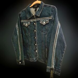 Jacket By Christine Alexander - Blue Denim Crystal Embellished